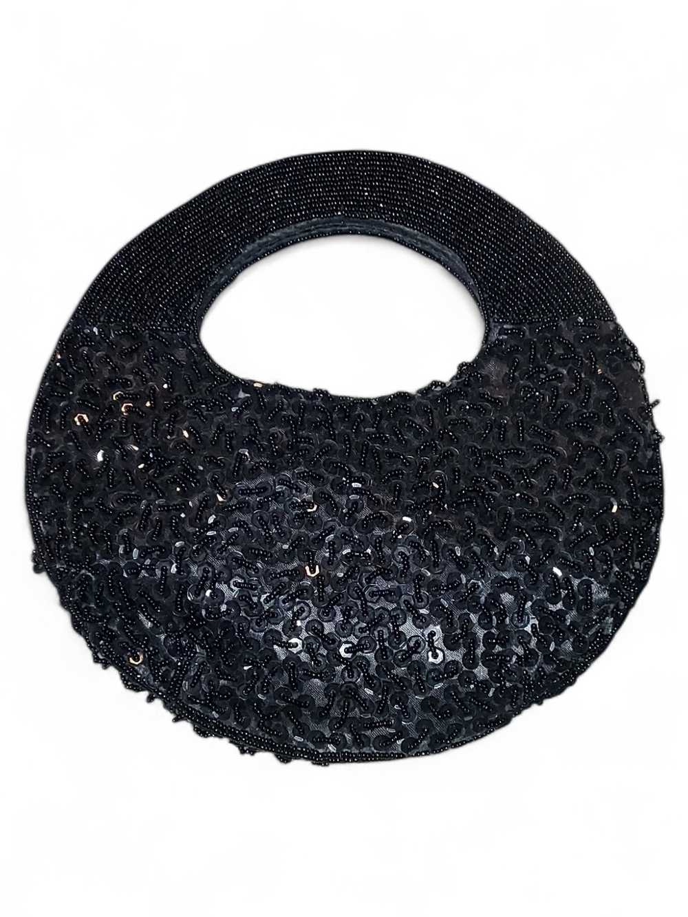 Black Beaded Crescent Handbag - Picture 2 of 4
